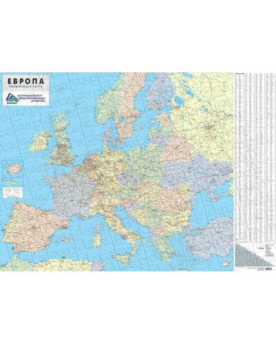 Стенна политическа карта на Европа 1:3 500 000, ламинирана - Колектив - 1