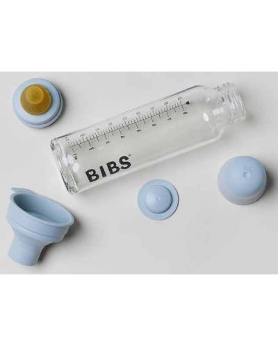 Стъклена бебешка бутилка с аксесоари Bibs - 225 ml, розова - 2