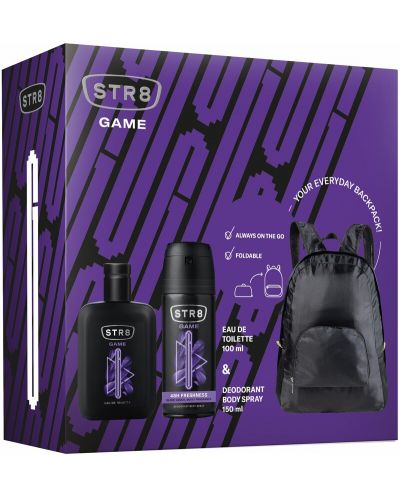 STR8 Game Комплект - Тоалетна вода и Део спрей, 100 + 150 ml + Раница - 1
