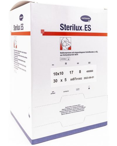 Sterilux Марлени компреси, стерилни, 10 x 10 cm, 30 х 5 броя, Hartmann - 1