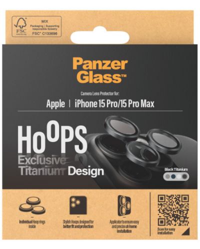 Стъклен протектор за камера PanzerGlass - Titanium Hoops, iPhone 15 Pro/15 Pro Max, черен - 4