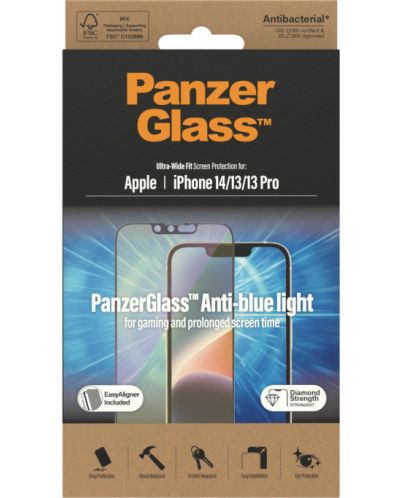 Стъклен протектор PanzerGlass - AntiBact/Bluelight, iPhone 14/13/13 Pro - 6