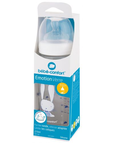 Стъклена бутилка Bebe Confort - Emotion, 270 ml, 0-12м, Sweet Bunny - 2