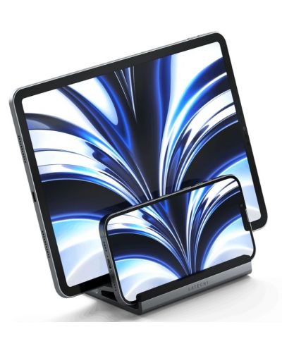 Стойка за таблет и лаптоп Satechi - Dual, MacBook Pro/iPad, сива - 4