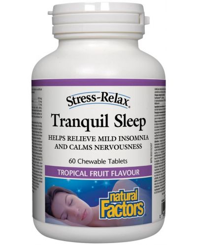 Stress-Relax Tranquil Sleep, 60 дъвчащи таблетки, Natural Factors - 1