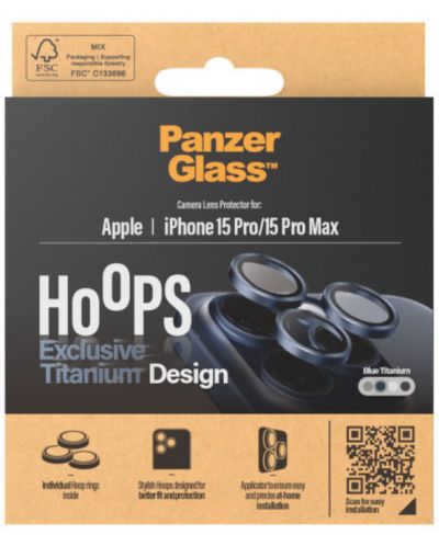 Стъклен протектор за камера PanzerGlass - Titanium Hoops, iPhone 15 Pro/15 Pro Max, син - 4