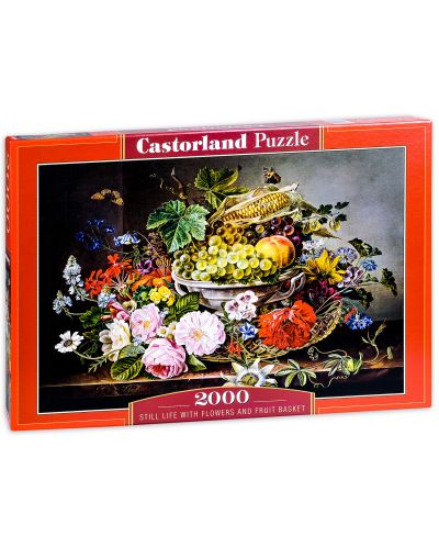 Пъзел Castorland от 2000 части - Натюрморт с плодове и цветя - 1