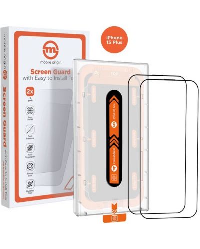 Стъклен протектор Mobile Origin - Screen Guard, iPhone 15 Plus, 2 бр., Orange - 1