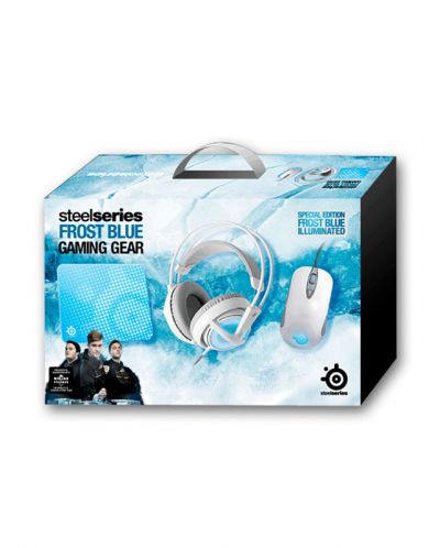 Гейминг комплект SteelSeries - Frost Blue Bundle, бял