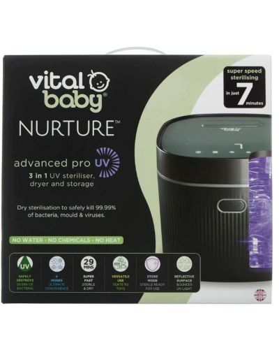 Стерилизатор с UV лъчи Vital Baby - Advanced Pro с функция изсушаване, черен - 6