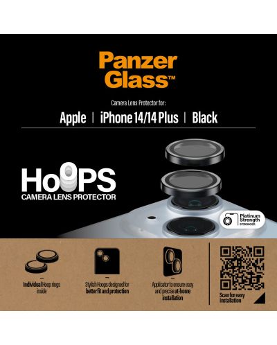 Стъклен протектор за камера PanzerGlass - Hoops, iPhone 14/14 Plus, черен - 5