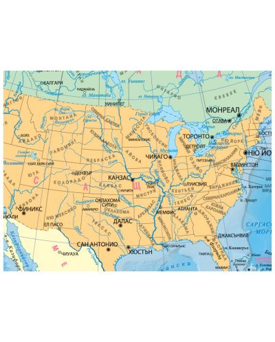 Стенна политическа карта на Северна Америка (1:9 000 000) - 2