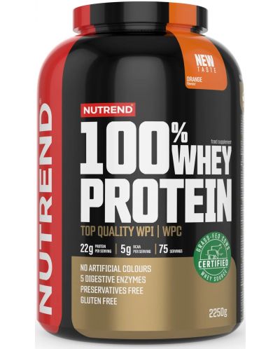 100% Whey Protein, портокал, 2250 g, Nutrend - 1