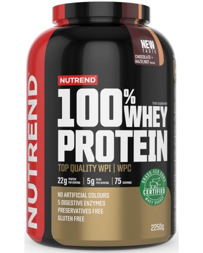 100% Whey Protein, шоколад с лешник, 2250 g, Nutrend - 1