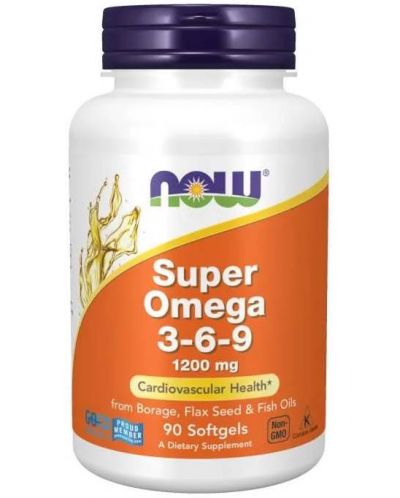 Super Omega 3-6-9, 1200 mg, 90 гел капсули, Now - 1