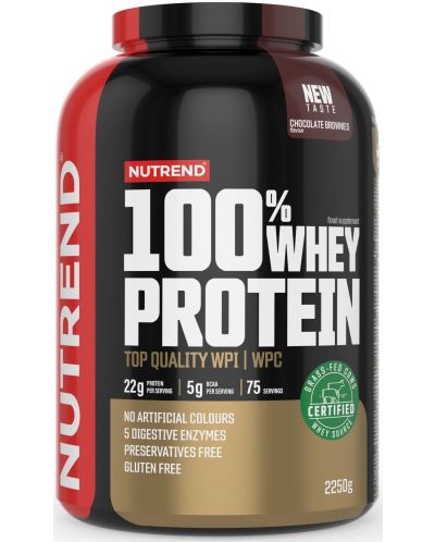 100% Whey Protein, шоколадово брауни, 2250 g, Nutrend - 1