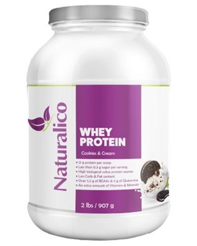 Whey Protein, бисквитки със сметана, 907 g, Naturalico - 1
