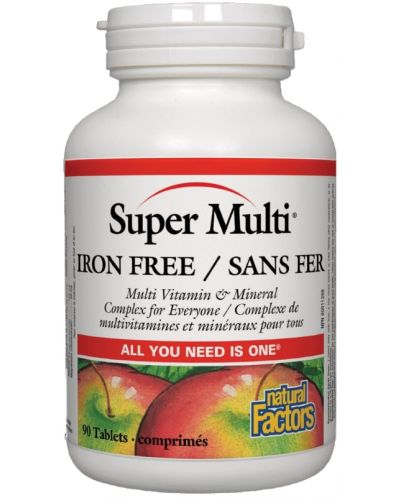 Super Multi Iron Free, 90 таблетки, Natural Factors - 1