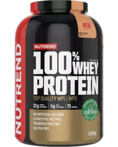 100% Whey Protein, айс кафе, 2250 g, Nutrend - 1