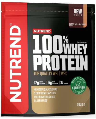 100% Whey Protein, шоколад с лешник, 1000 g, Nutrend - 1
