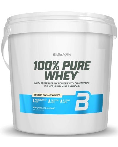 100% Pure Whey, бурбонска ванилия, 4000 g, BioTech USA - 1