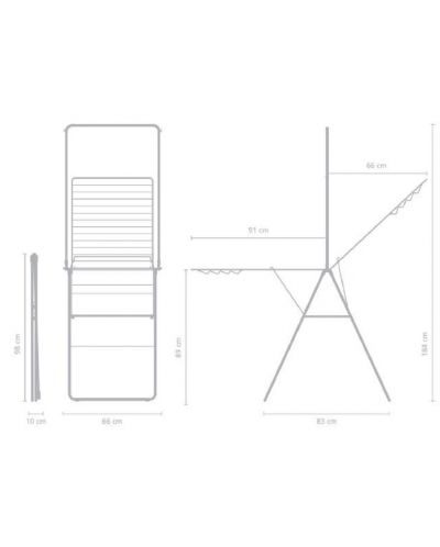 Сушилник за дрехи с допълнителен прът Brabantia - HangОn, Matt Black, 25 m - 10