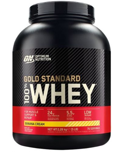 Gold Standard 100% Whey, бананов крем, 2.27 kg, Optimum Nutrition - 1