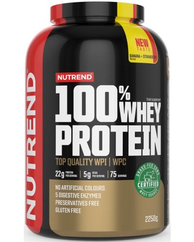 100% Whey Protein, банан с ягода, 2250 g, Nutrend - 1