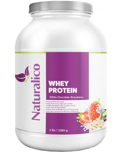 Whey Protein, бял шоколад с ягода, 2280 g, Naturalico - 1