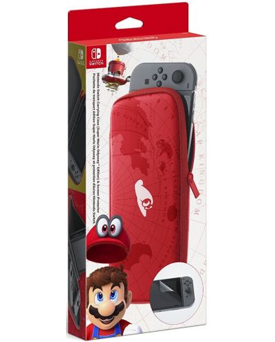 Nintendo Switch - Чантичка за съхранение и протектор на екрана - Super Mario Odyssey Edition - 1