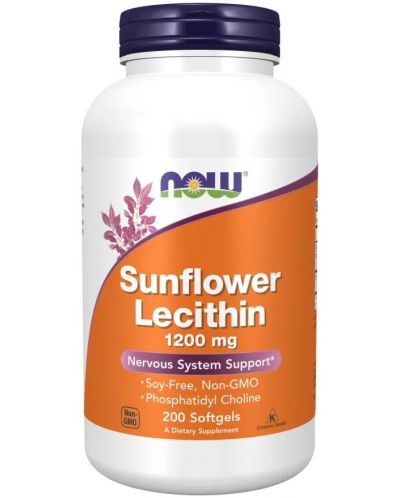 Sunflower Lecithin, 1200 mg, 200 гел капсули, Now - 1