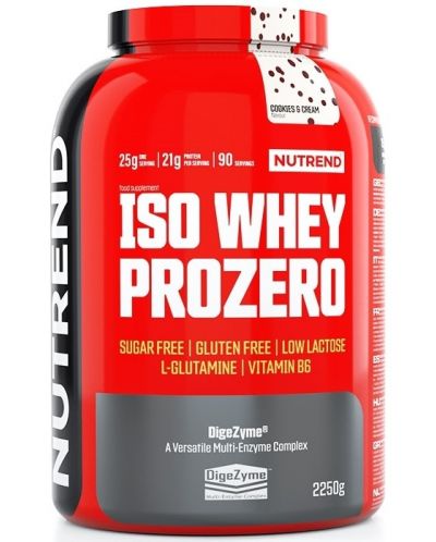 Iso Whey Prozero, бисквитки със сметана, 2250 g, Nutrend - 1