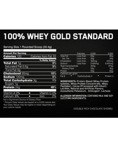 Gold Standard 100% Whey, млечен шоколад, 908 g, Optimum Nutrition - 4