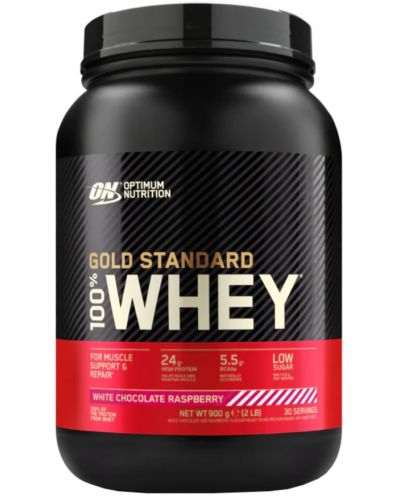 Gold Standard 100% Whey, бял шоколад с малини, 908 g, Optimum Nutrition - 1