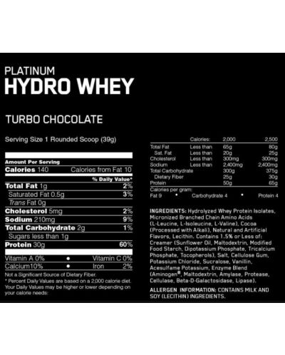 Platinum Hydro Whey, шоколад, 1.6 kg, Optimum Nutrition - 2