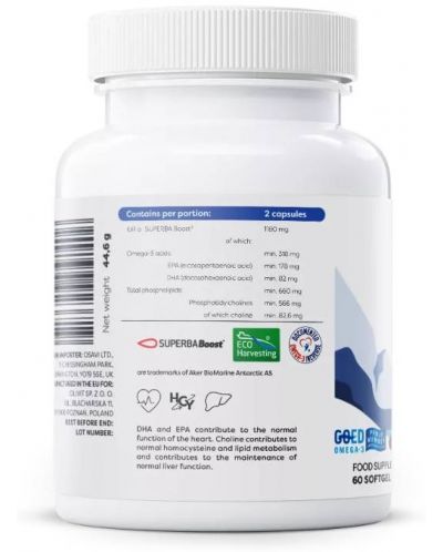 Super Krill Oil, 1180 mg, 60 гел капсули, Osavi - 2