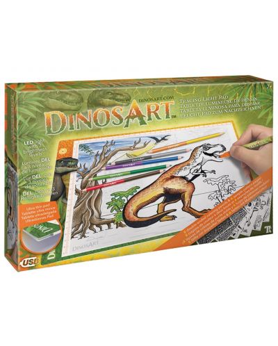 Светеща подложка за рисуване и прекопиране DinosArt - Динозаври - 1