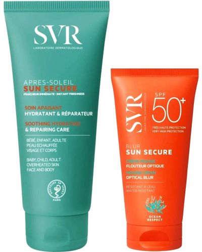 SVR Sun Secure Комплект - Мляко за след слънце и Слънцезащитен крем, SPF50, 200 + 50 ml - 1