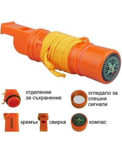 Свирка компас Maxima - 12 х 3 х 3 cm, оранжева - 3