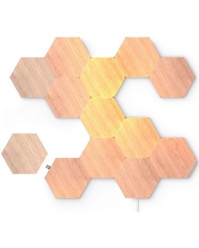 Светлинни панели Nanoleaf - Elements Hexagons Starter, 13 броя, бежови - 1