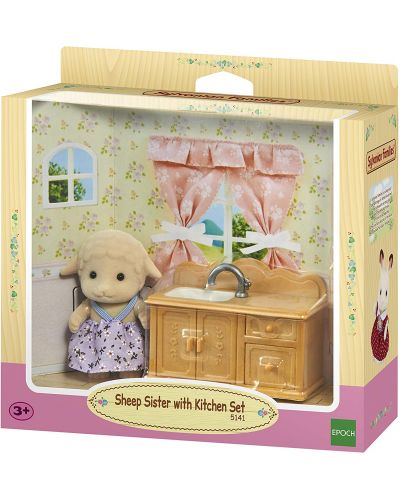 Комплект фигурки Sylvanian Families - Кухненска мивка, с фигурка на овчица