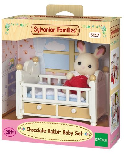 Фигурка за игра Sylvanian Families - Бебе зайче, Chocolate, с бяло легло - 1