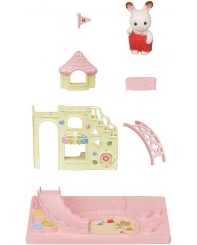 Комплект фигурки Sylvanian Families Baby & Child - Пързалка замък - 3