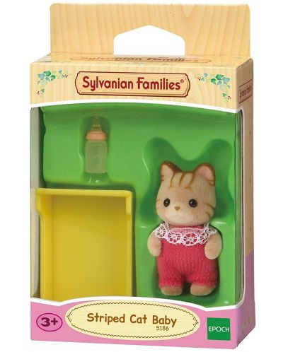 Фигурка за игра Sylvanian Families - Бебе коте, на райе - 1