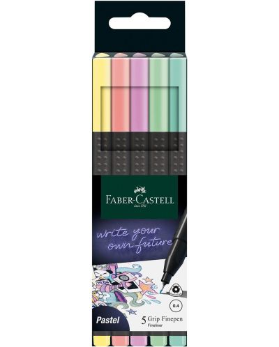 Тънкописец Faber-Castell Grip - 0.4 mm, пастелен, 5 цвята - 1