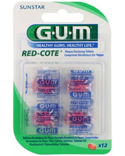 Gum Таблетки за оцветяване на зъбна плака Red-Cote, 12 броя - 1