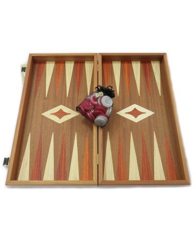 Комплект шах и табла Manopoulos - Махагон с червен борд, 38 x 20 cm - 2