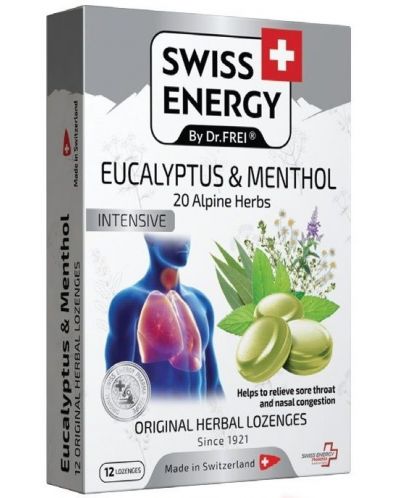 Eucalyptus and Menthol, с 20 билки, 12 таблетки за смучене, Swiss Energy - 1