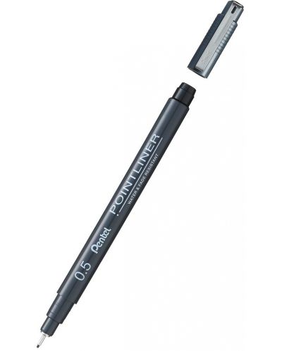 Тънкописец Pentel Pointliner - 0.5 mm, черен - 1