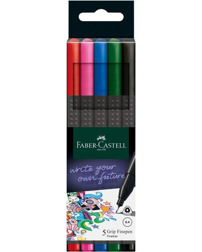 Тънкописец Faber-Castell Grip - 0.4 mm, 5 цвята - 1